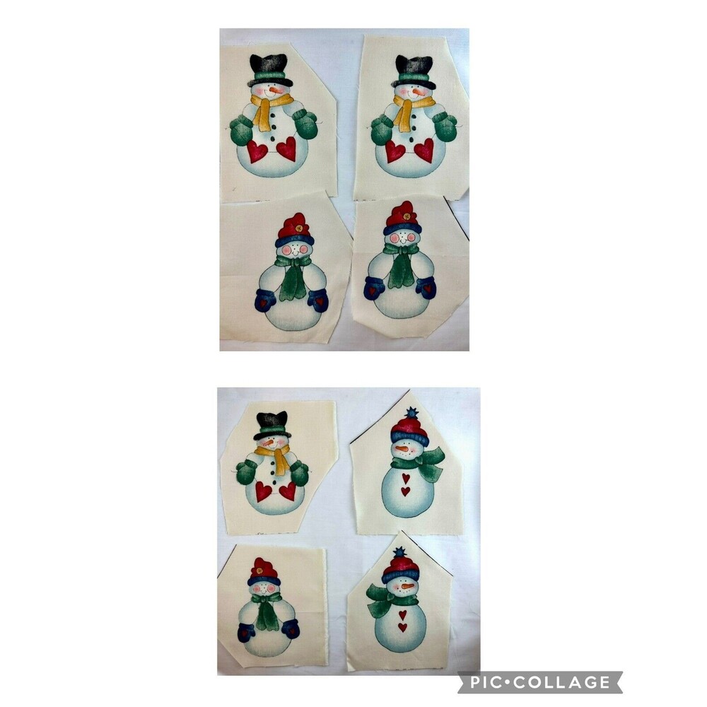 Lot of 8 Dianna Marcum Snowman Appliques Hearts Cotton